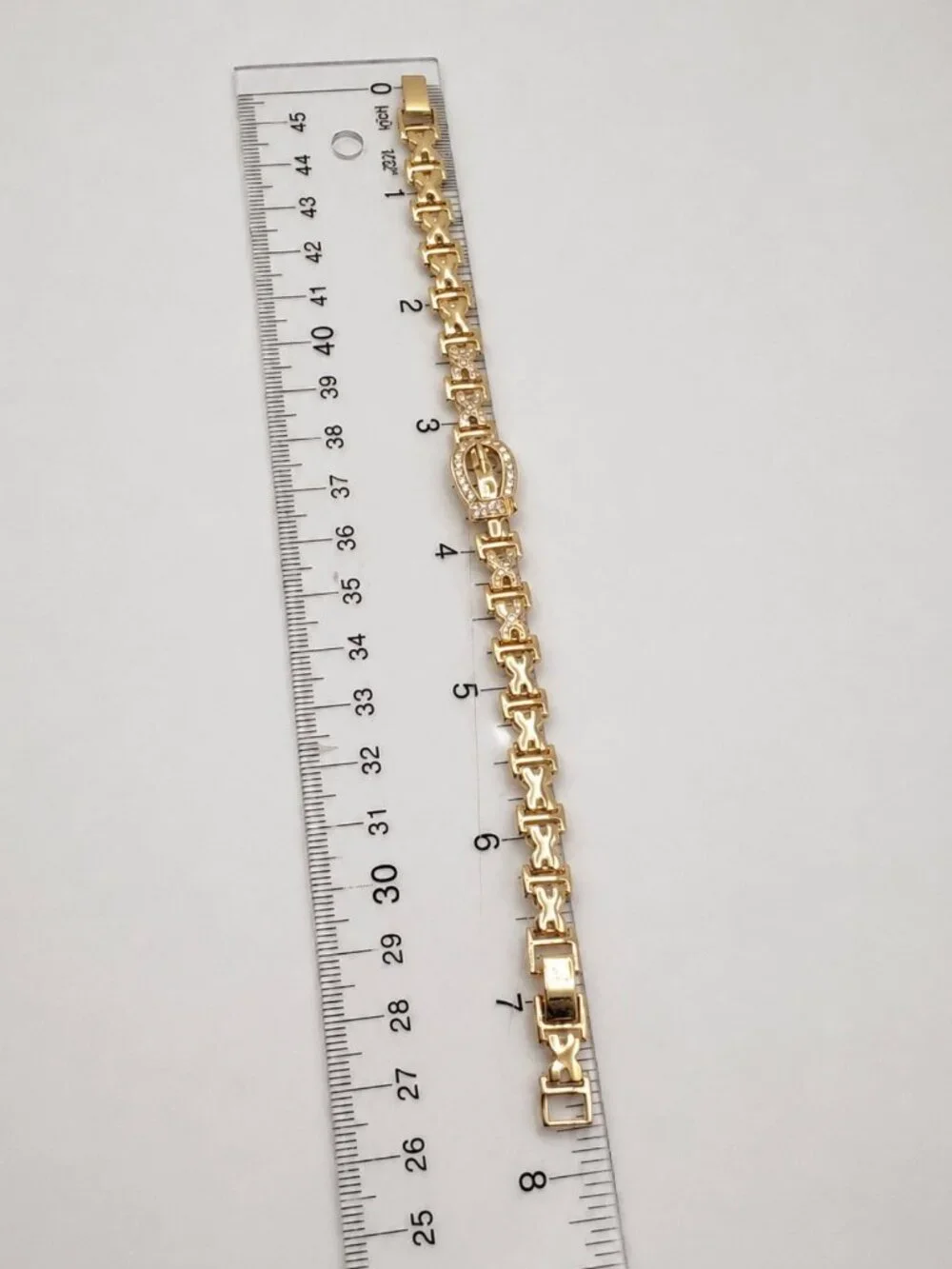Belt Buckle Link Bracelet-14K Gold Plated-CZ Crystal Statement Bracelet- NEW!
